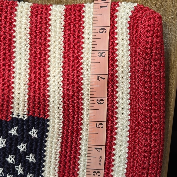 The SAK-Red/White/Blue Flag Crochet Knit Patriotic Shoulder Bag Satchel - Picture 15 of 16